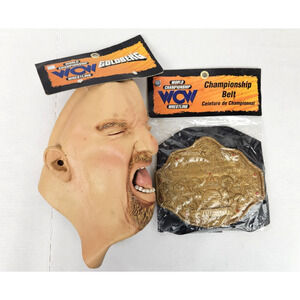 WCW Goldberg mask & World Heavyweight Champion Ship Belt 1999 Rubber Latex